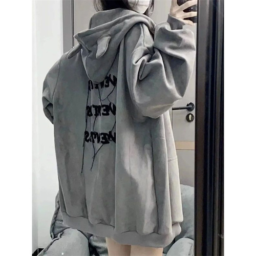 National Trend American Trend Hooded Sweatshirt Autumn Fleece Long-Sleeve Sweatshirt for Men and Women Couple Street Trend Jacket