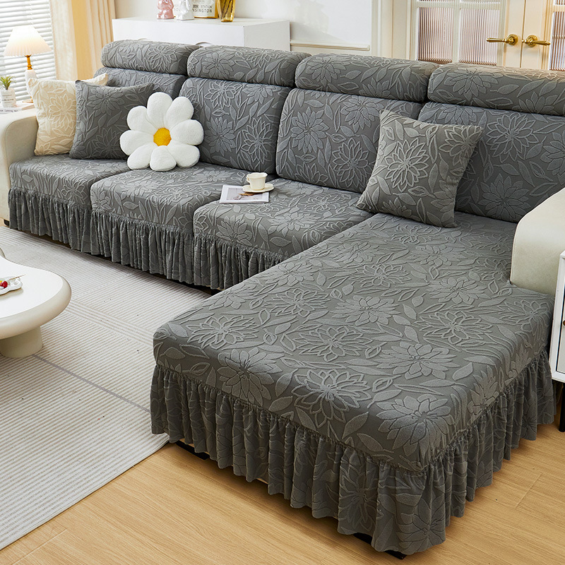 Funda de sofá universal todo incluido cuatro estaciones falda universal nuevo simple elástico antideslizante tela sofá a prueba de polvo ..