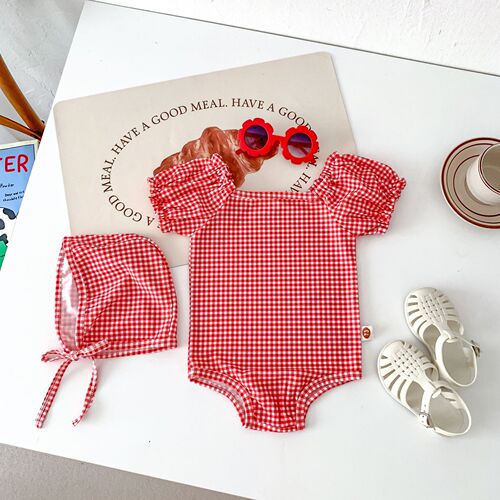 Korean Summer New Children's Swimwear for Infants and Toddlers, including Swim Caps, Diaper Cover, Onesies for Girls, Swimwear for Beach and Swimming