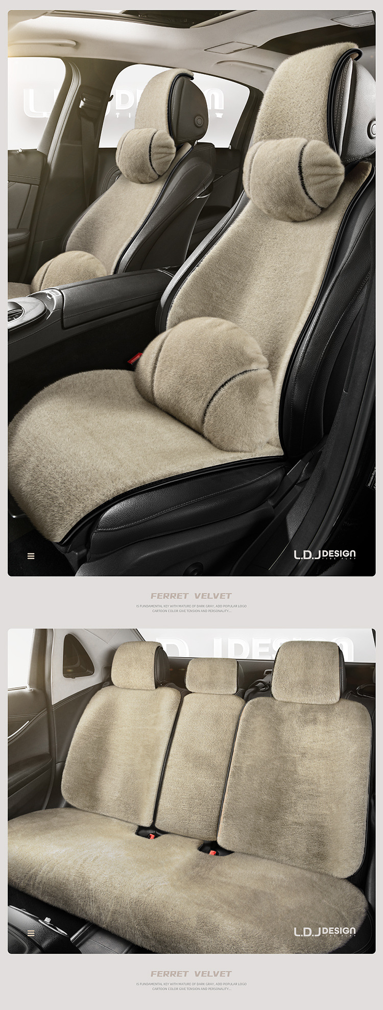 High-End Ferret Velvet Car Seat Cushion Head Pillow Small Three-Piece Autumn and Winter Warm Short Plush Women's Car Seat Cushion