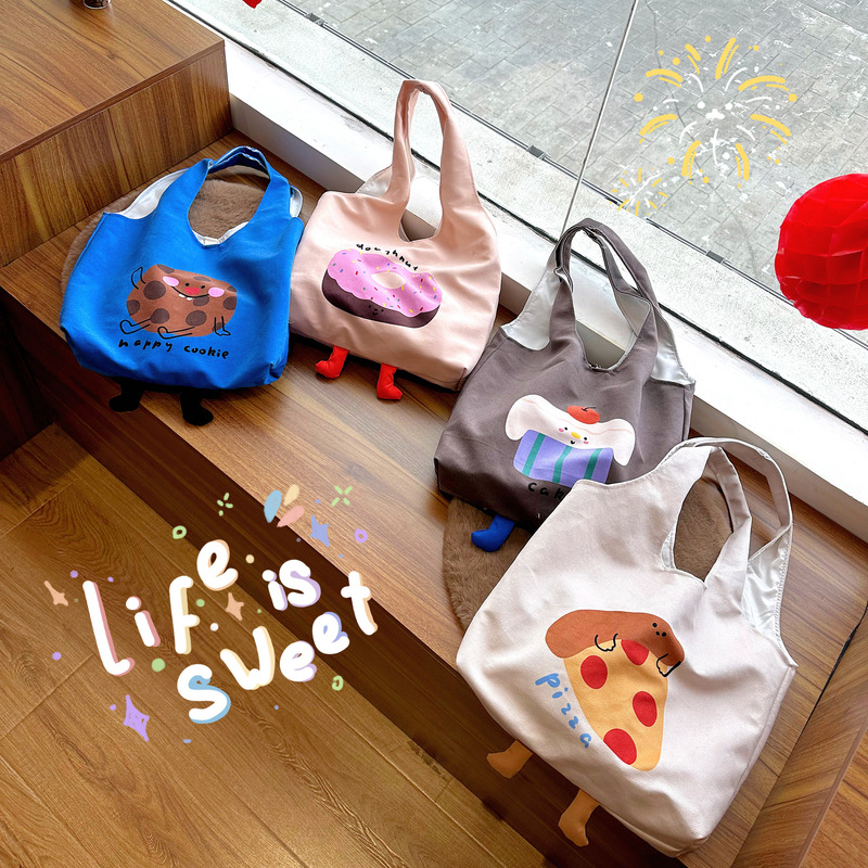 Cute snack skinny vest shopping bag funny ins canvas bag artistic all-match student handbag shoulder bag