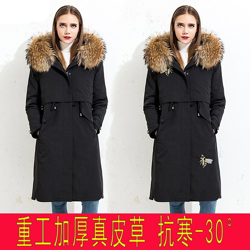 2025新款中老年高档尼克服女派克服妈妈装中长款加厚皮草风衣外套