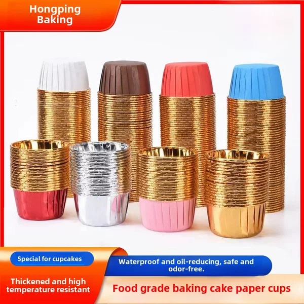 Large Curl Cup Thickened Gold and Silver Cake Paper Cup Lacquer Mafen Baking Tools High Temperature Resistant Oil Proof Mafen Cup