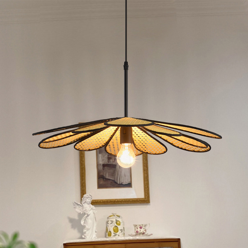 Chino Zen ratán lámparas B & B restaurante tranquilo estilo simple diseñador creativo personalidad ratán araña decorativa