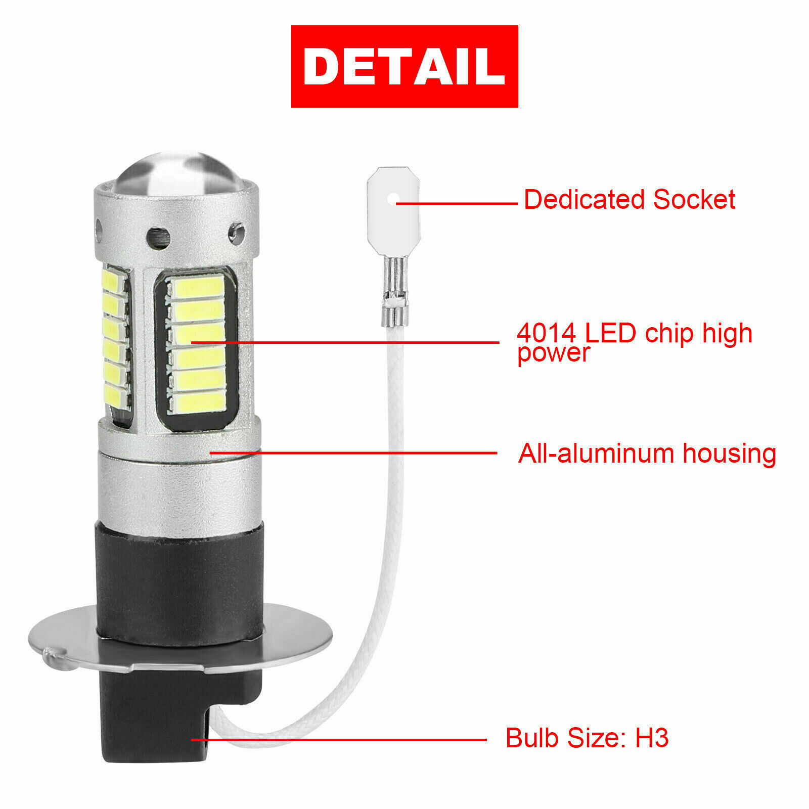Lámpara de niebla delantera del automóvil LED H1 H3 4014 30smd lámpara de niebla de alta potencia lámpara de automóvil luz diurna image 3