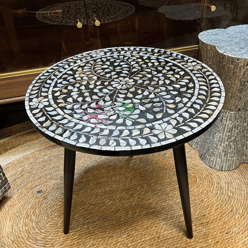 레트로 블랙 커피 테이블 (직경 50 높이 52cm)