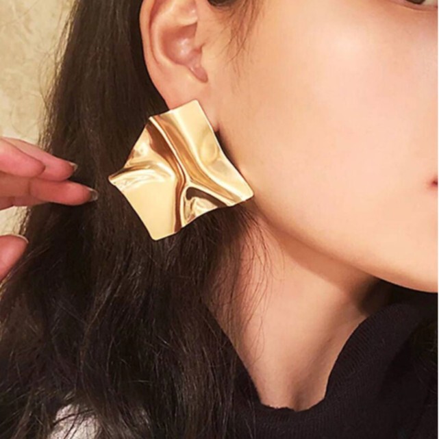 European and American fashion cross-border metal simple creative personality tide earrings geometric irregular exaggerated mirror temperament earrings