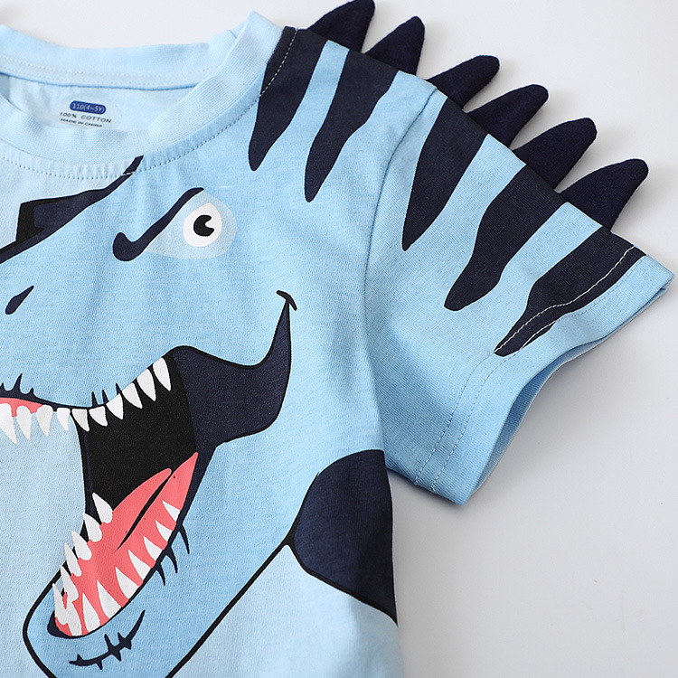 Camiseta de verano para niños, conjunto al por mayor para bebés, camiseta de dinosaurio de manga corta, conjunto de dos piezas, ropa de verano para niños, camisetas modernas para niños