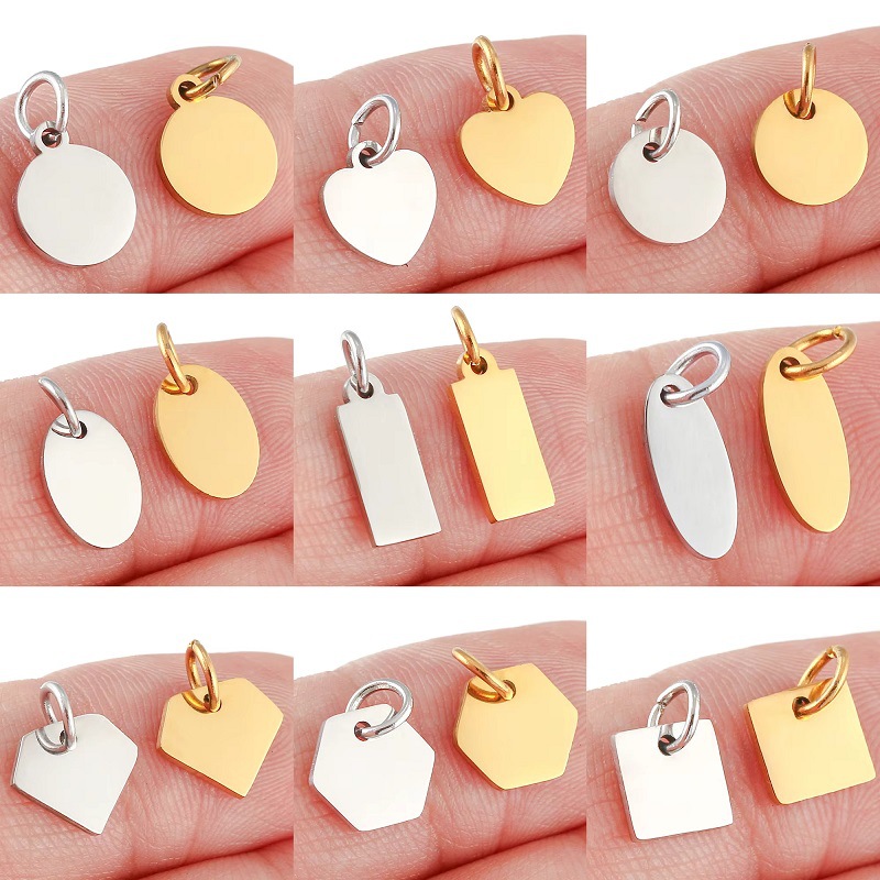 3g Weight Pendant Jewelry Making Type Real Gold Plated Plating Material 5 PCS/Package Quantity 304 Stainless Steel Material Heart Shape, Rectangle Pattern Simple Style Style Plating Craft 5 PCS/Package Stainless Steel Heart Shape Rectangle Polished Pendant Tail Plate 1