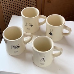 Small waist ceramic mug Korean style ins style cute cartoon internet celebrity character office water cup milk cup