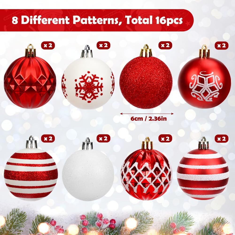 Inventario transfronterizo de Navidad 6cm 16 bolas de Navidad bolas de Navidad pintadas de plástico galvanizado bolas de Navidad