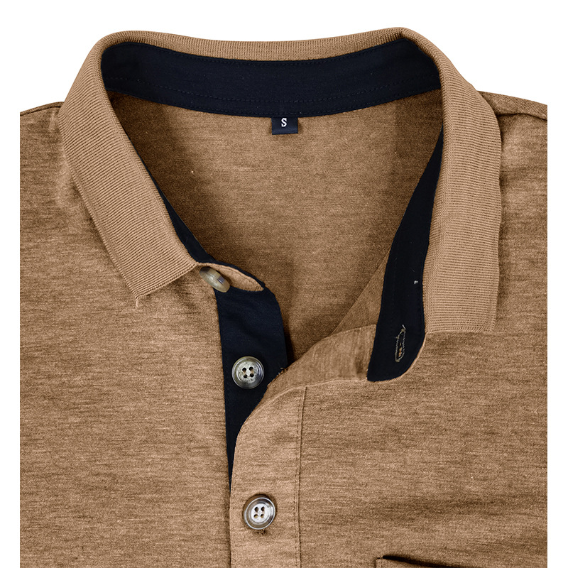 T-shirt con risvolto a maniche lunghe POLO da uomo Camicia base autunnale e invernale Top Polo_voghion.com