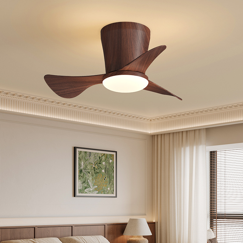 Restaurant Ceiling Fan Lamp, Bedroom Lamp, Retro Walnut Wood Grain Large Wind Fan Ceiling Lamp, Wabi-Sabi Style Antique Fan Lamp