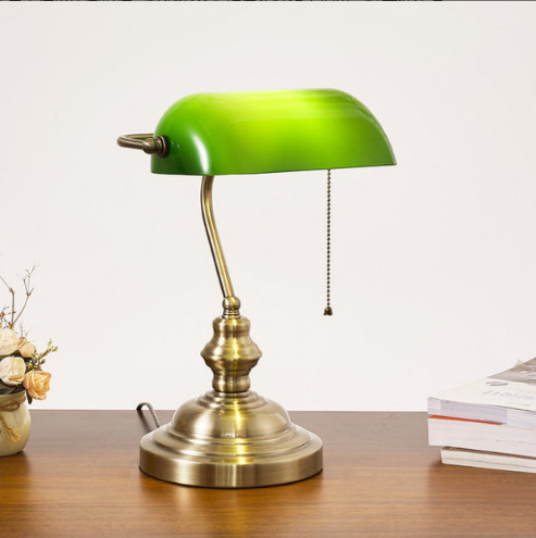 Banco lámpara de mesa de la República Europea de China viejo Shanghai lámparas de cristal verde de la vendimia Chiang Kai-shek estudio Oficina de iluminación al por mayor