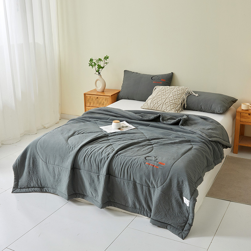 일본산 워싱 코튼 여름 이불-다크 그레이