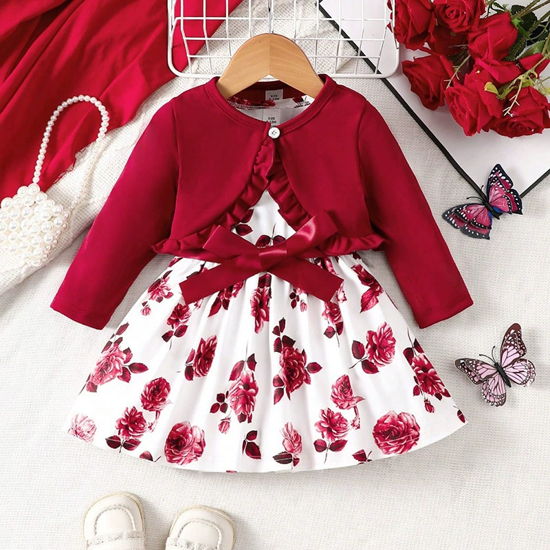 Demi-season cute set girl's, children's baby dress, A-line, children's clothing