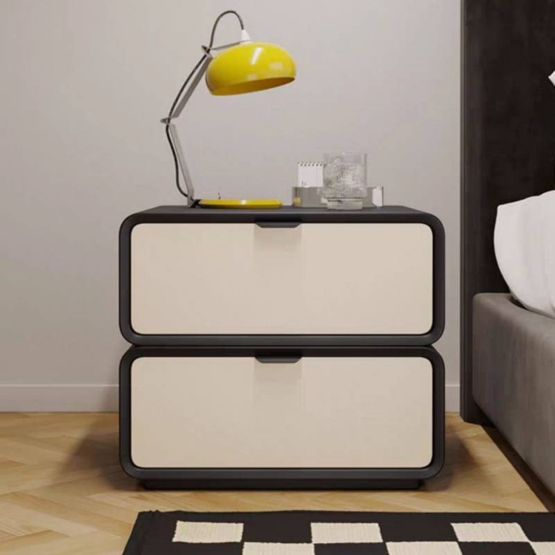 Mesa de cabezal de cama de madera sólida pequeña luz lujosa alta nueva crema de almacenamiento simple y moderno gabinete de cama para el dormitorio