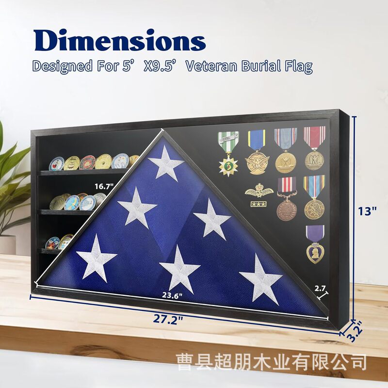 Memorial Flag Display Box American Veteran Burial Flag Transparent Shadow Box Medal Medal Collection Storage Box