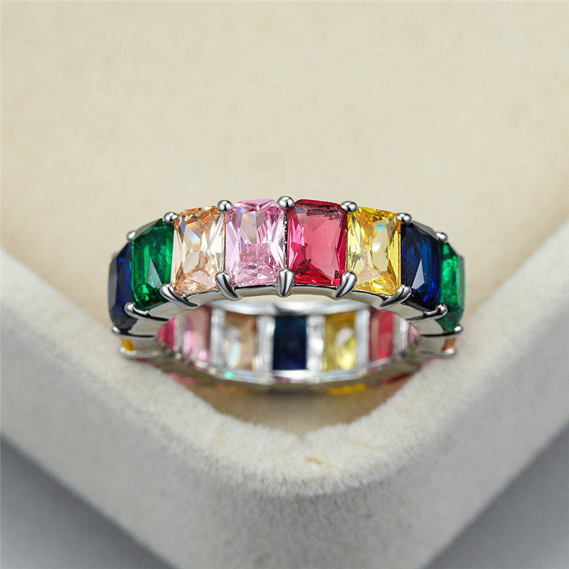 Retro Geometric Copper Plating Zircon Rings 1 Piece