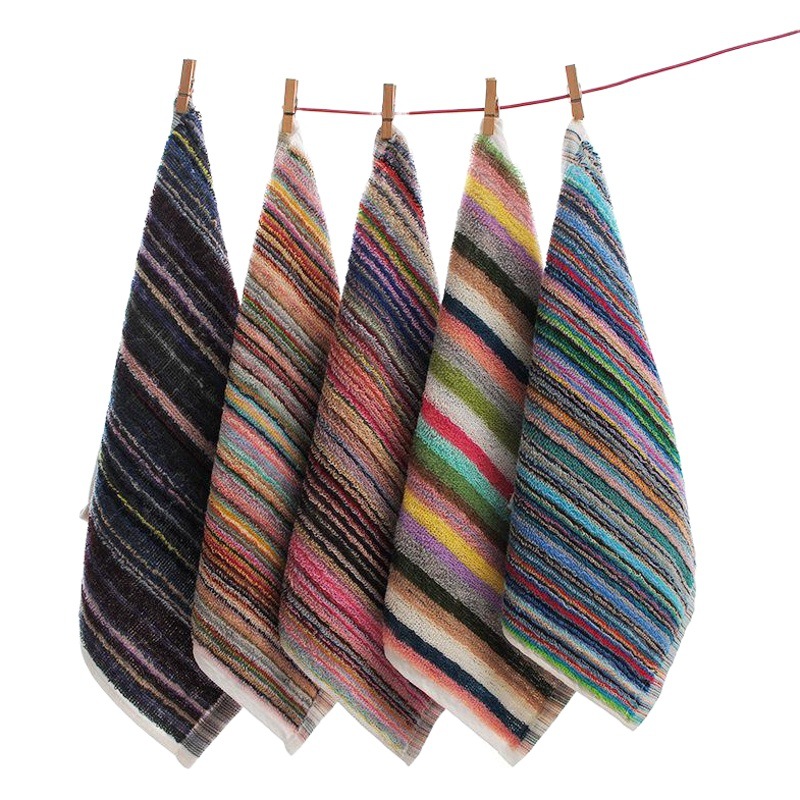 Cotton color stripe square towel children's handkerchief hand towel tea towel bar towel tablecloth stall small towel square towel