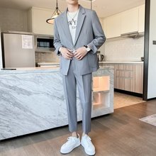 高级感坠感休闲西服套装男宽松韩版帅气痞帅潮轻熟春秋小西装外套
