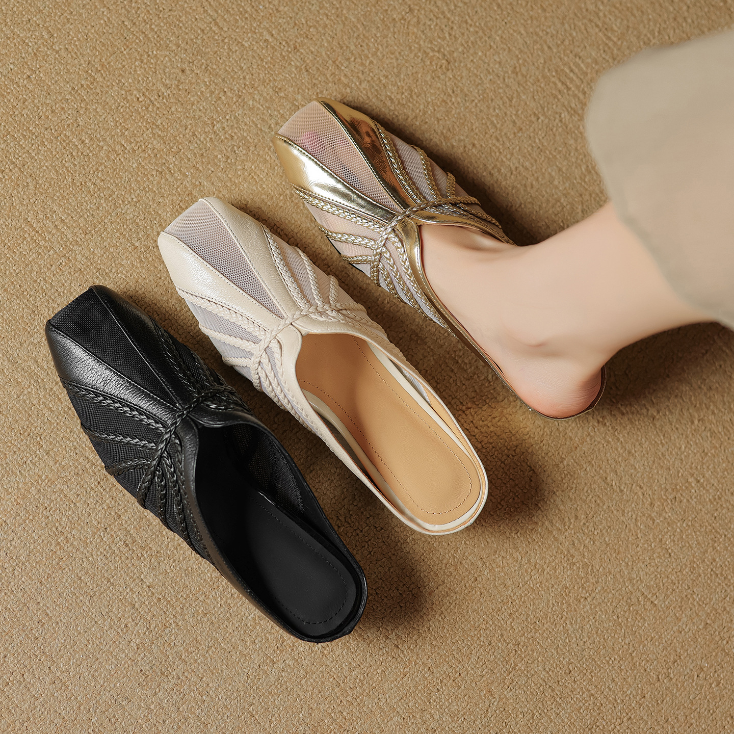 Sandal cao gót nữ mũi nhọn quai chéo gót 5 cm phong cách Hàn Quốc — đen