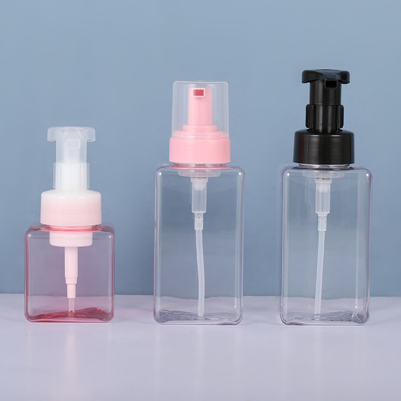 方形洗手液泡沫瓶 多色调pp泵头透明塑料瓶 PET分装瓶洗面奶瓶子