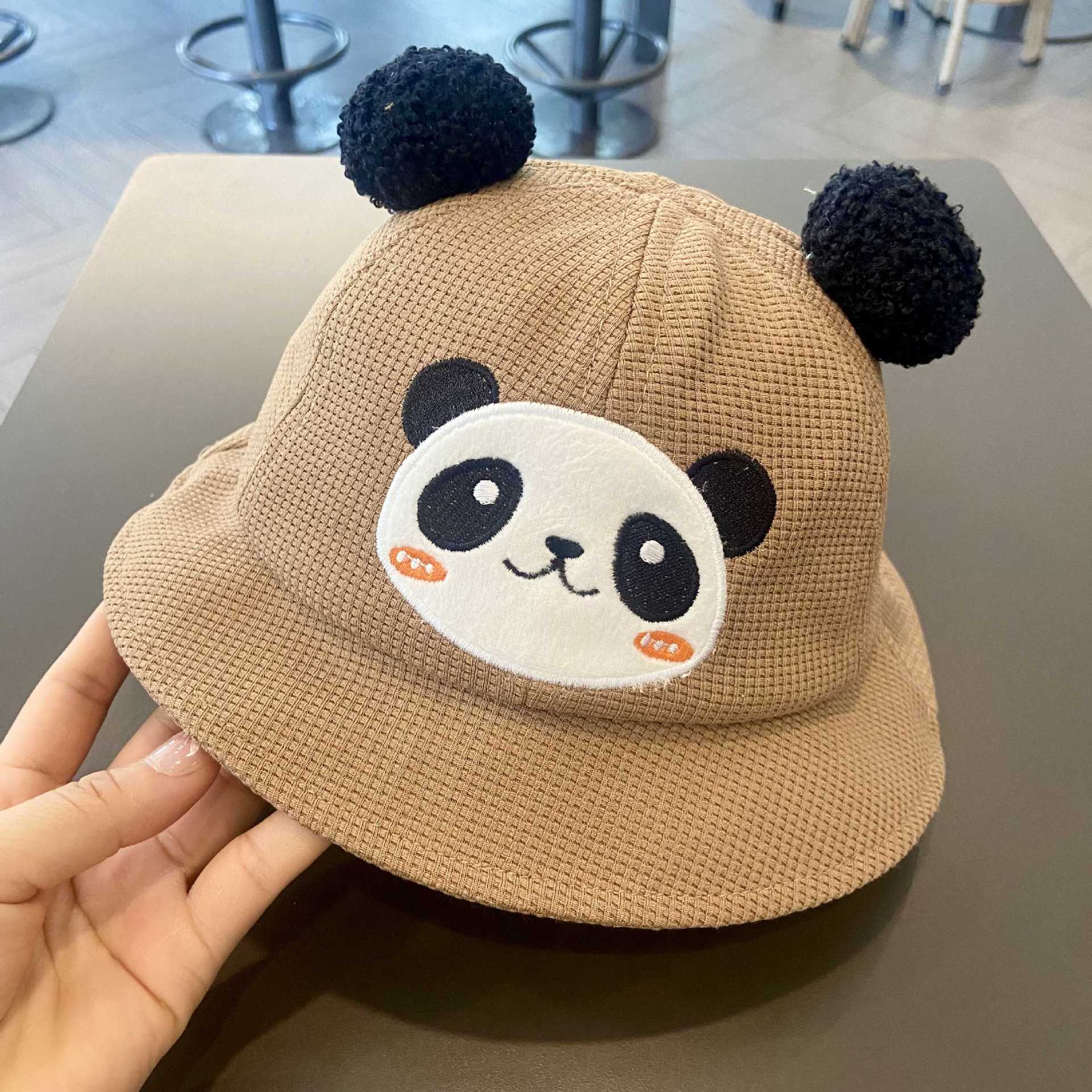 Sombreros para bebés primavera y otoño lindos super lindos niños panda sombrero para bebés coreanos sombrero de pescador de sombrero para niños de otoño