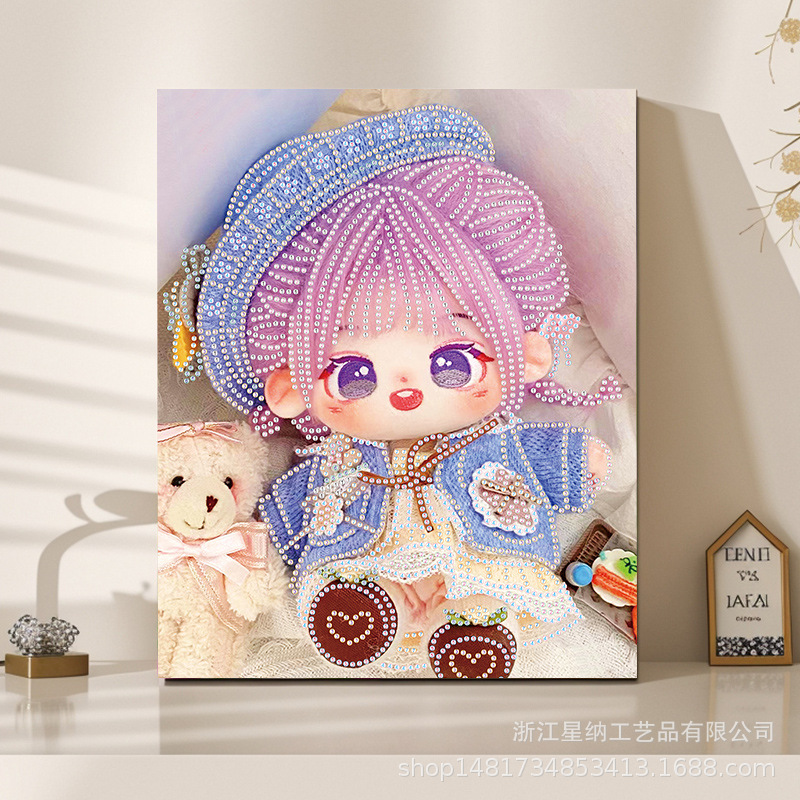 Pegatinas de diamantes calientes diy muñecas de algodón hechas a mano pintura de diamantes pintura de diamantes ventas directas de fábrica pegatinas de pintura de mampostería con marco