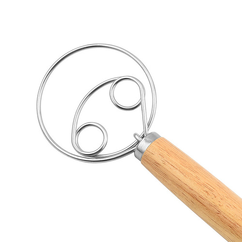 13-inch oak handle flour mixer Danish dough mixing stick 430 stainless steel coil egg beater