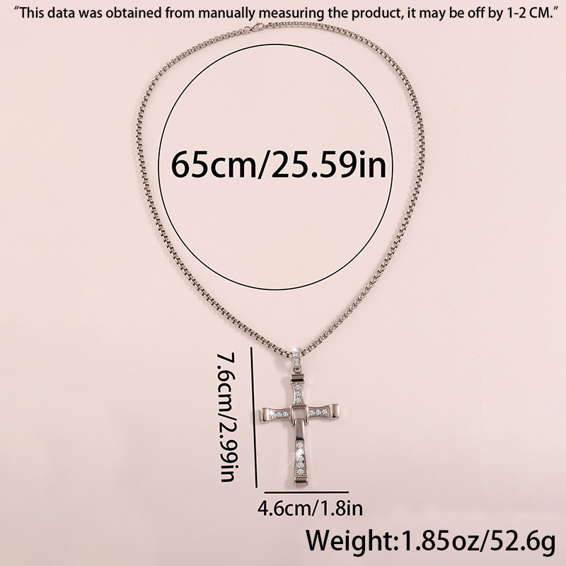 Cross-border nueva personalidad de la moda caliente hip hop de acero inoxidable de diamantes Cruz colgante collar de gama alta todo-fósforo de la joyería