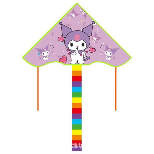 Kite Weifang Kite New Curved Edge Children's Cartoon Rainbow Triangular Grid Fabric Trendy Kite Wholesale