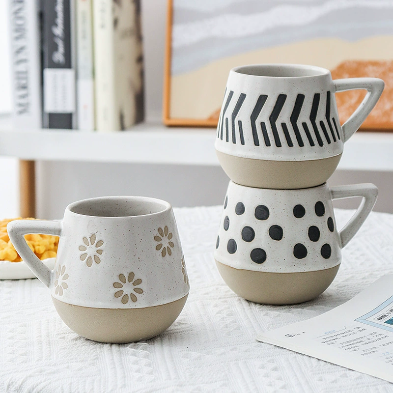Плавающая кружка в горошек, керамическая чашка для молока, чашка для завтрака, нишевый дизайн, простая чашка для воды, японская креативная кофейная чашка