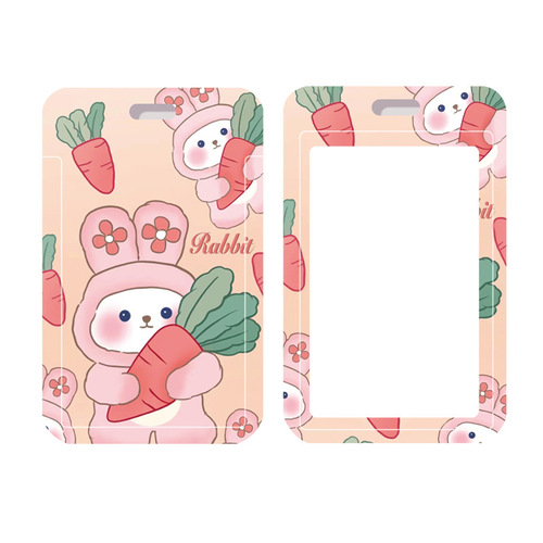 Cross-border ABS cute cartoon card holder student ID card access card membership card protective cover with anti-lost long lanyard
