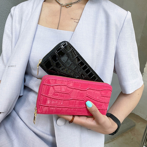 New Women's Wallet Zipper Tote Bag, Long-Handle, Exotic Style PU Multi-Card Minimalist Phone Bag for International Trade