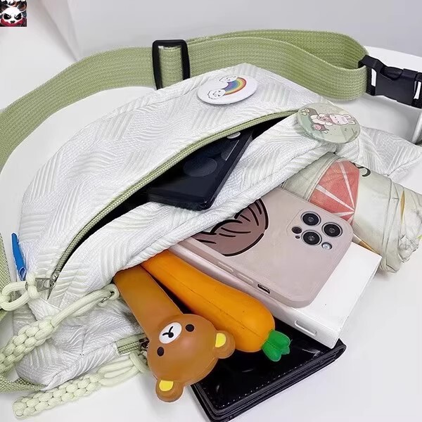 小清新森系斜挎包简约休闲ins风包小众学生百搭腰包饺子运动胸包|undefined