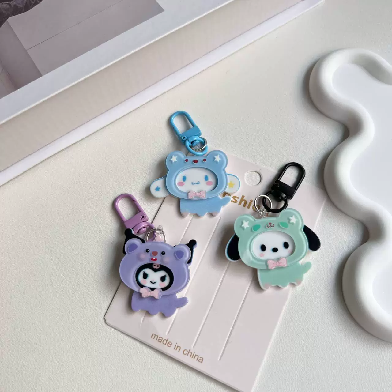 Sanrio, acrylic card, cute keychain, cartoon pendant, accessory