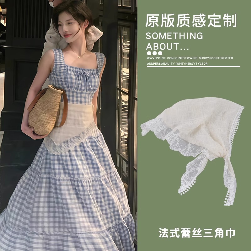 Diadema de encaje blanco, pañuelo para la cabeza, sombrero de toalla cuadrada de una pieza, estilo pastoral, tocado de playa, bufanda triangular francesa para mujer, accesorios para el cabello