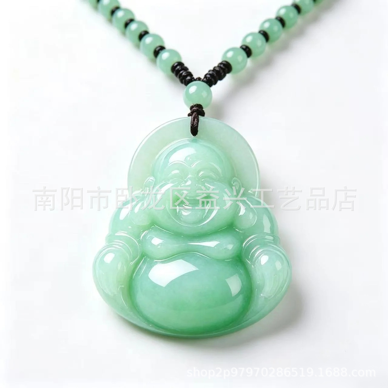 Jade verde pálido Guanyin colgante collar colgante budista guangong estilo nacional joyería de vidrio esmaltado para hombres y mujeres nueva cadena de suéter chino image 7