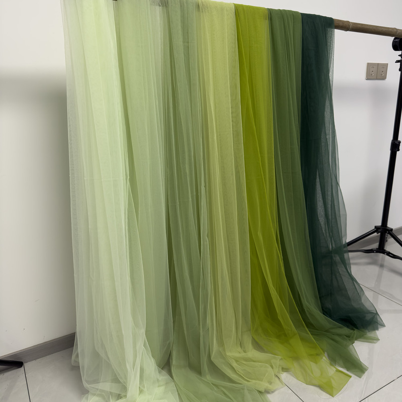Avocado Green Mesh Fabric Wedding Dress Han Dynasty Fabric Wedding Arrangement Gauze Background Arrangement Soft Mesh