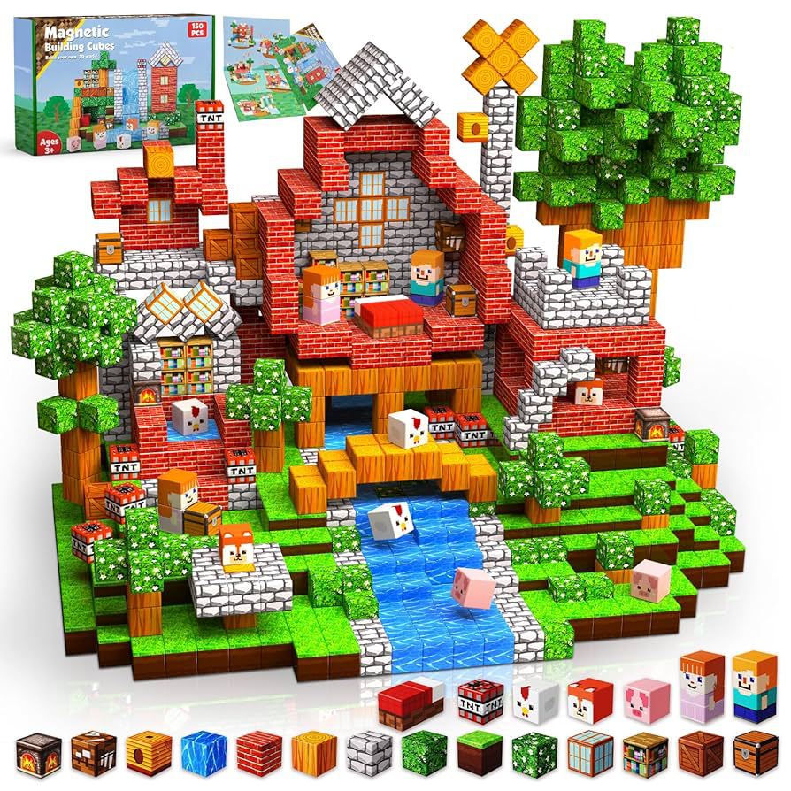 Bloques Magnéticos de Construcción de Castillo My Mini World de Amazon, Azulejos Magnéticos, Juguete de Bloques de Construcción Magnéticos DIY para Niños