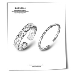 韓版ins設計感小眾不掉色個性簡約肌理高級感冷淡風開口戒指批女