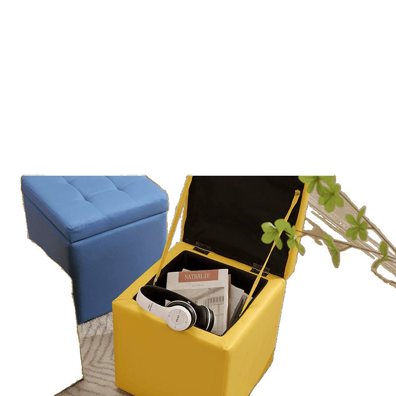 Storage Ottoman Stool, 35 cm Cube, Fabric or Leather, Hidden Storage Footstool