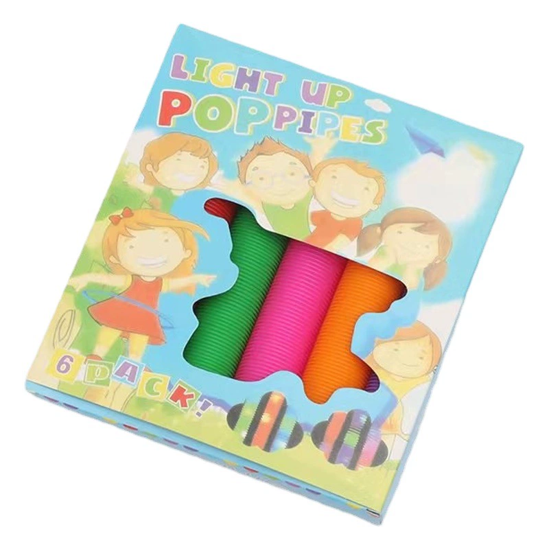 Новая светящаяся игрушка для снятия стресса в праздничном стиле, разноцветный гофрированный растягивающийся пластиковый шланг для снятия стресса.