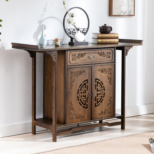 New Chinese Style Entrance Table Solid Wood Zen Entrance Room Entrance Table Modern Simple Living Room Table End View Table Entrance Cabinet