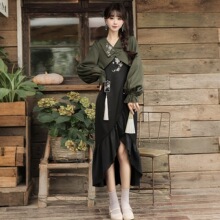 倚梦阁原创雨后汀兰汉服女中国风汉元素新中式上衣吊带裙套装X298
