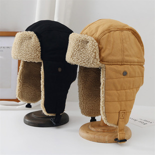 Winter Lei Feng Cap Men's and Women's Outdoor Riding Ear Protection Cap Northeast Warm Cotton Cap Pilot Motorcycle Cap fleece-lined Thickened