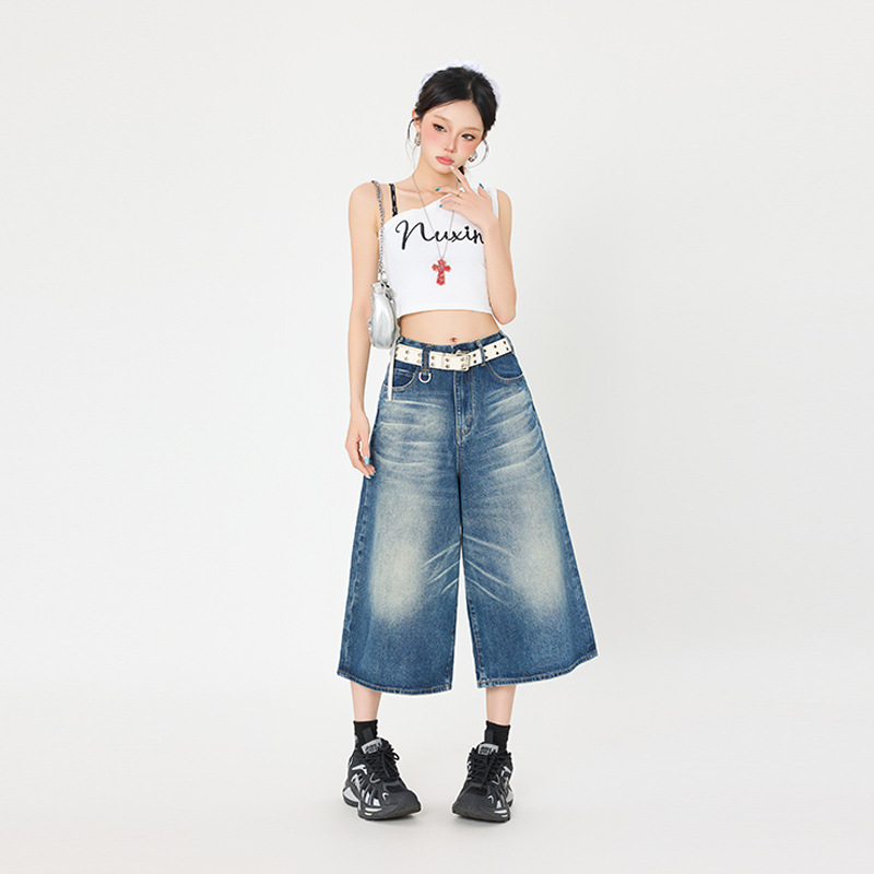 2025 New Retro Casual Jeans, Loose, Wide-Leg Mid-Pants, Versatile and Drapedy, Lazy Cropped Pants for Women 2025 New Retro Casual Jeans, Loose, Wide-Leg Mid-Pants, Versatile and Drapedy, Lazy Cropped Pants for Women