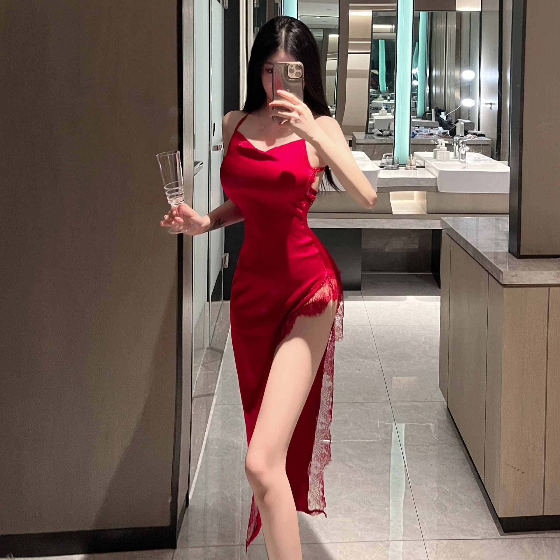 Tienda de fábrica sexy lencería sexy Pure Desire Girl Royal hermana encaje split tight Sling vestido traje 5293