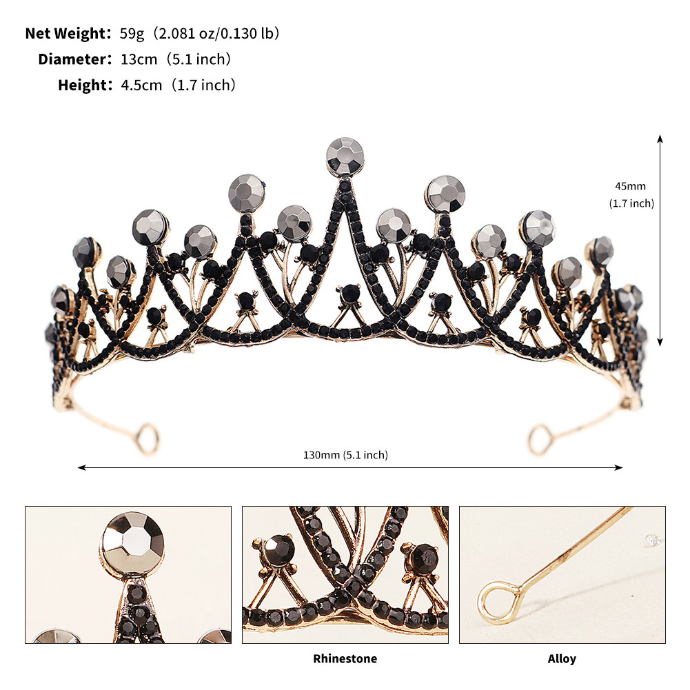 240g Weight Crown Hair Accessories Type Rhinestones, Pearl Inlay Material 1 Piece Quantity Wedding, Party Occasion Alloy Material Halloween Festival Crown Pattern Women's Gender Inlay Design Cool Style Style Halloween Cool Style Women's Crown Alloy Inlay Rhinestones Pearl Crown 9